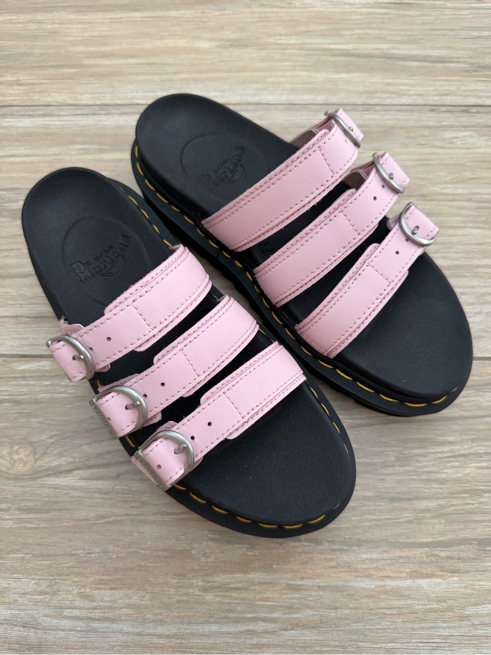 Dr. Martens Pink Blaire Leather Slide Sandals Size 6